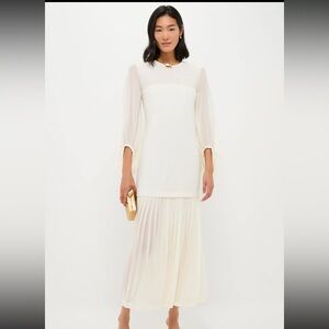 NWT Tuckernuck Ivory Chiffon Pleated Lorraine Dress dropwaist
